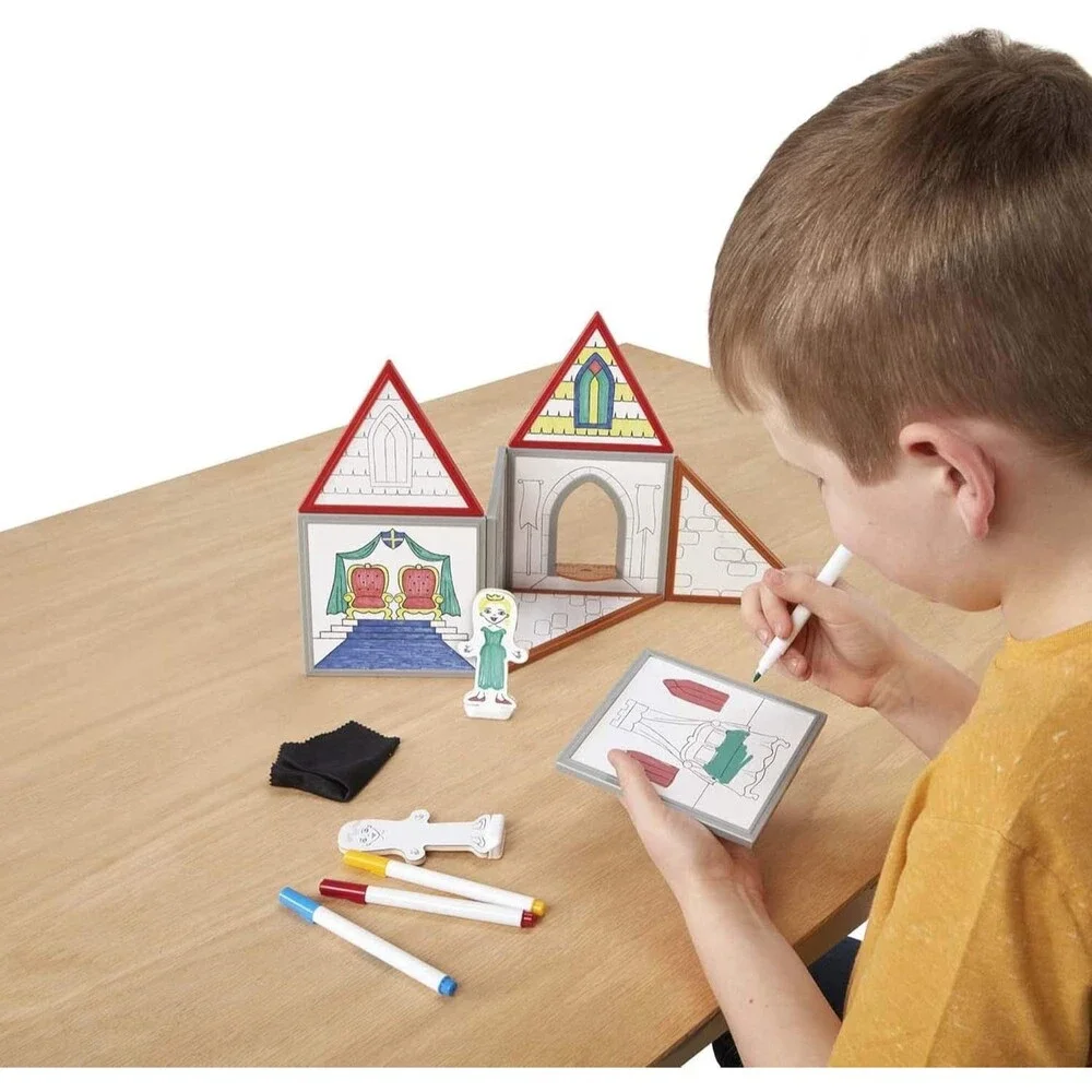 Melissa & Doug Magentivity Magnetic Dress-Up Play Set – Draw & Build Castle